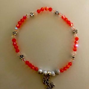 Orange and clear crystal bracelet